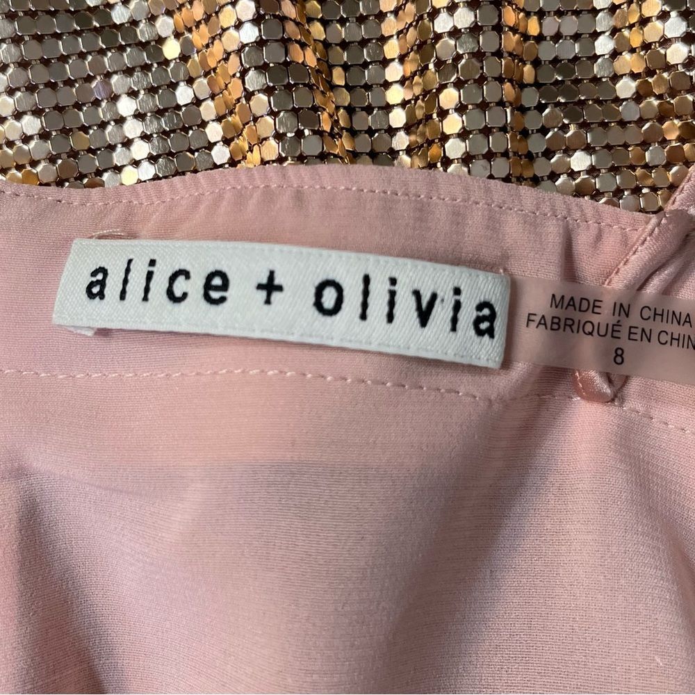 Alice + Olivia Harmony Chain Mail Rose Gold Mini Dress Size 8 - Picture 6 of 9
